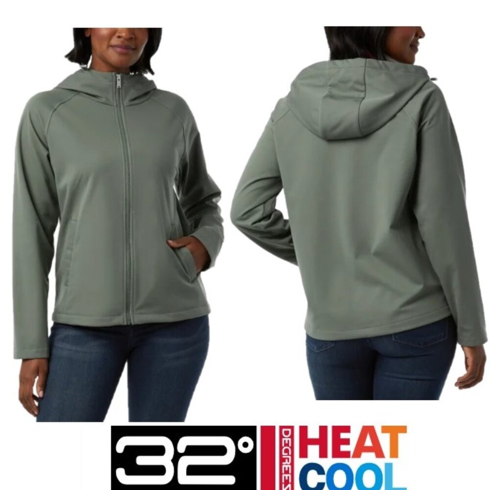 NWT 32 Degrees Women's Softshell Jacket, Green, Soft Fleece Lining